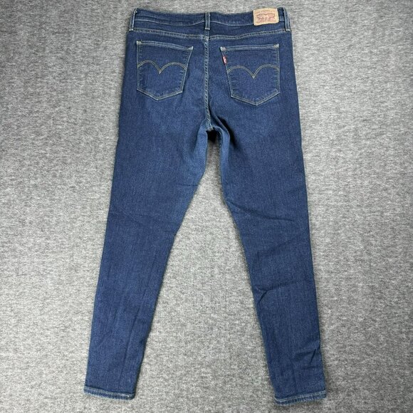 Levis Womens 721 High Rise Skinny Jeans Size 32 Blue Denim dark wash faded - Picture 3 of 7